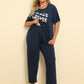 Plus Size PEACE FOREVER Short Sleeve Top and Pants Set