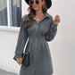 Pocketed Buttoned Collared Neck Dress