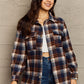 Ninexis Plaid Collared Neck Button-Down Long Sleeve Jacket