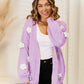 Flower Dropped Shoulder Open Front Cardigan