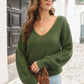 Ribbed Scoop Neck Long Sleeve Pullover Sweater