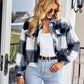 Plaid Button Front Dropped Shoulder Collared Jacket