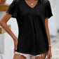 Ruche V-Neck Petal Sleeve Top