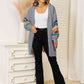 Striped Open Front Dropped Shoulder Cardigan