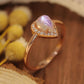 Moonstone Teardrop 925 Sterling Silver Halo Ring