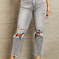 High Waisted Cropped Straight Jeans