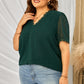 Plus Size Swiss Dot Spliced Lace V-Neck Blouse