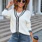 Buttoned V-Neck Long Sleeve Cardigan