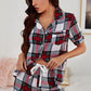 Collared Neck Short Sleeve Tied Two-Piece Lounge Set