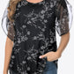 Printed Round Neck Curved Hem Blouse