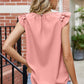 Ruffled Round Neck Sleeveless Blouse