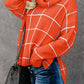 Plaid Turtleneck Drop Shoulder Sweater