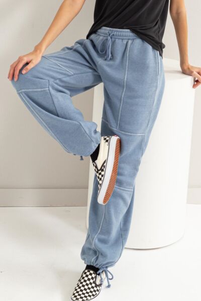 Stitched Design Drawstring Sweatpants