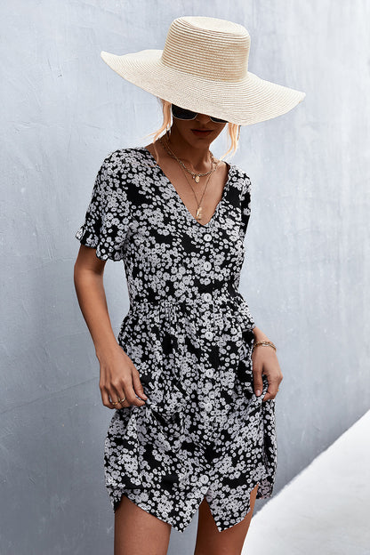 Printed Button Down Pocketed Dress