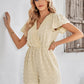 Swiss Dot Lace Trim Flutter Sleeve Romper with Pockets