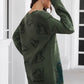 Dinosaur Pattern V-Neck Sweater Dress