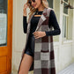 Plaid Open Front Sleeveless Cardigan with Pockets