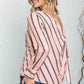 Striped Asymmetrical Long Sleeve Blouse