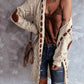 Openwork Long Sleeve Open Front Hooded Cardigan