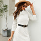 Turtleneck Long Sleeve Slit Sweater Dress