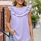 Ruffled Round Neck Sleeveless Blouse