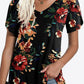 Printed Petal Sleeve V-Neck Blouse