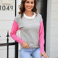 Round Neck Contrast Color Dropped Shoulder Sweater