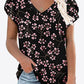 Printed Petal Sleeve V-Neck Blouse