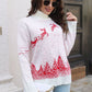 Reindeer & Snow Pattern Turtle Neck Pullover Sweater