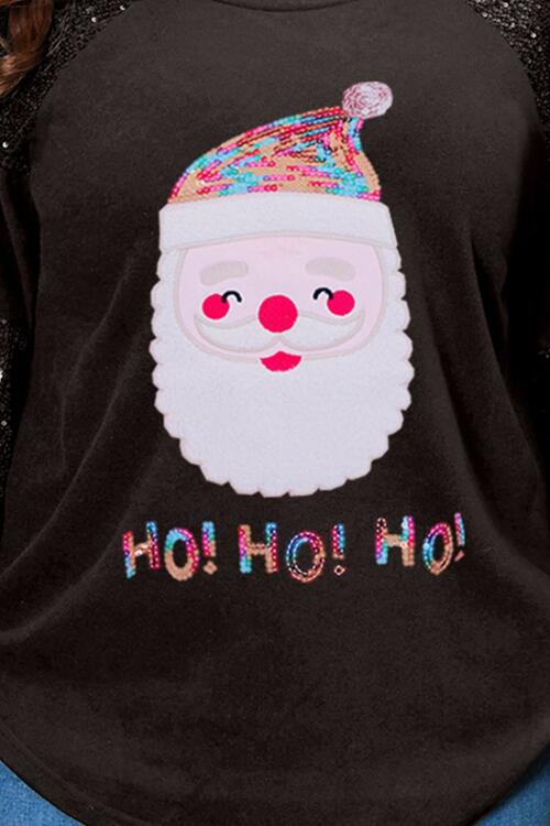 Plus Size Santa Graphic Sequin Long Sleeve Sweatshirt