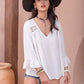 Cutout V-Neck Flounce Sleeve Blouse