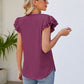 Smocked Flutter Sleeve V-Neck Top