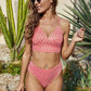 Printed Lace-Up Crisscross Cropped Tankini Set,  2 Colors