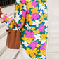 Floral Print Notched Neck Lantern Sleeve Blouse