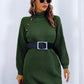 Buttoned Turtleneck Long Sleeve Sweater Dress