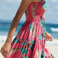 Floral Smocked Tie-Shoulder Tiered Dress