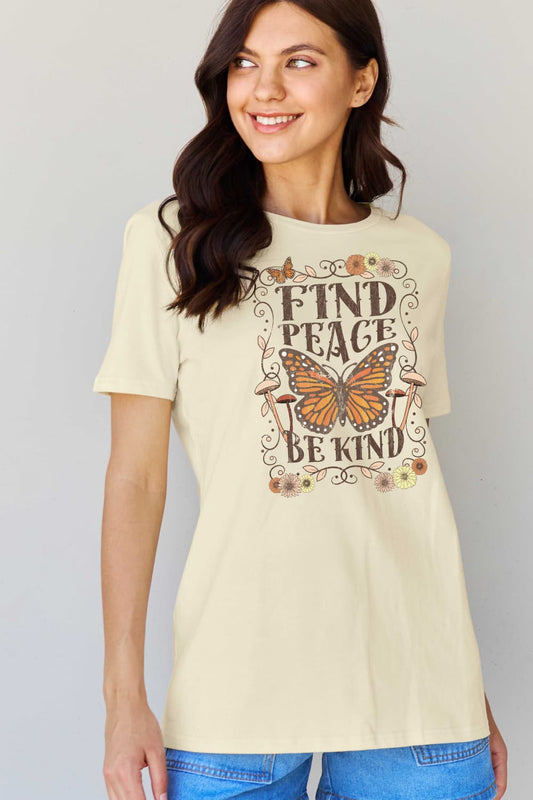 FIND PEACE BE KIND Graphic Cotton T-Shirt