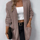 Rib-Knit Open Front Pocketed Cardigan