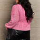 HEYSON Soft Focus Wash Cable Knit Cardigan in Fuchsia