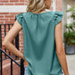 Ruffled Round Neck Sleeveless Blouse