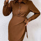 Button-Down Collared Neck Long Sleeve Side Tie Dress