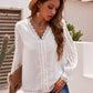 Swiss Dot Lace Trim Flounce Sleeve Blouse