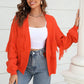 Fringe Trim Open Front Cardigan