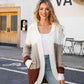 Color Block Open Front Hooded Cardigan