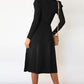 Round Neck Long Sleeve Tie Waist Sweater Dress