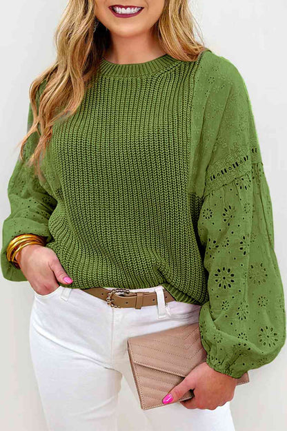 Eyelet Long Sleeve Sweater