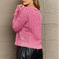 HEYSON Soft Focus Wash Cable Knit Cardigan in Fuchsia