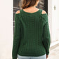 Cold Shoulder V-Neck Cable-Knit Pullover Sweater