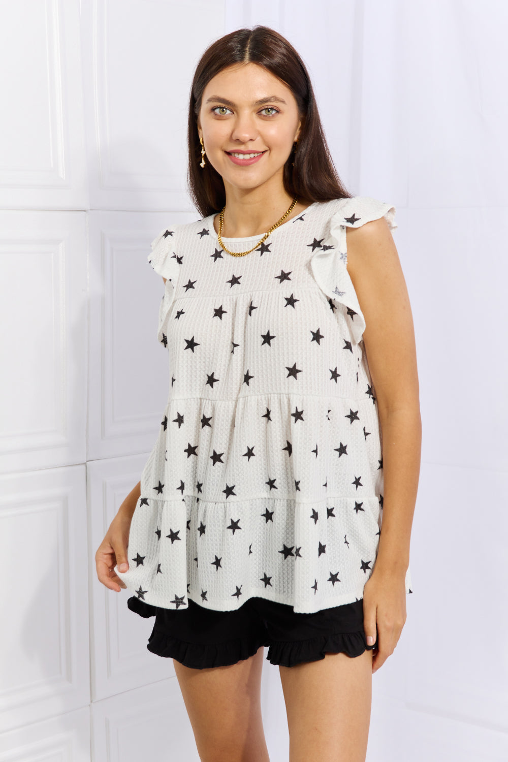 Heimish Shine Bright Butterfly Sleeve Star Print Top