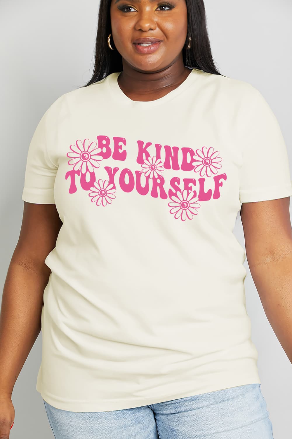 BE KIND TO YOURSELF Flower Graphic Cotton Tee